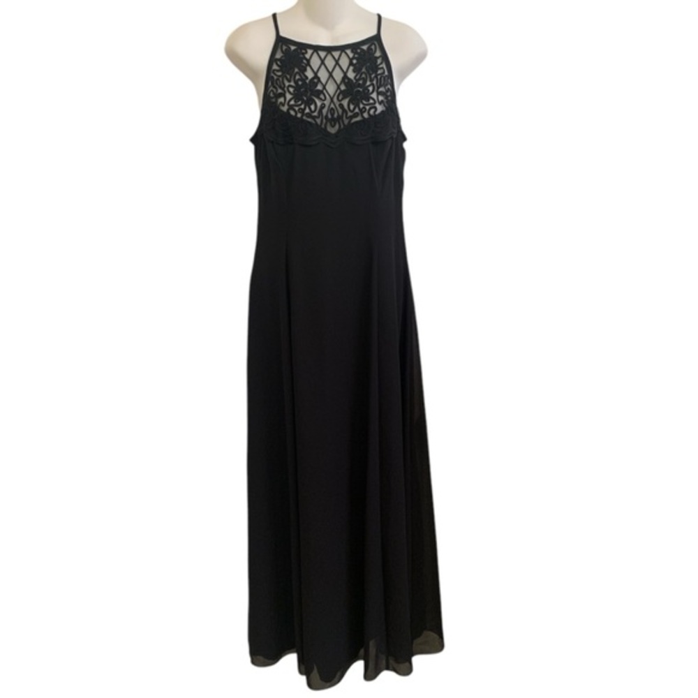 Scott McClintock Black Formal Dress Size 12 Lacey Sequin Gorgeous Gown Y2K 90’s